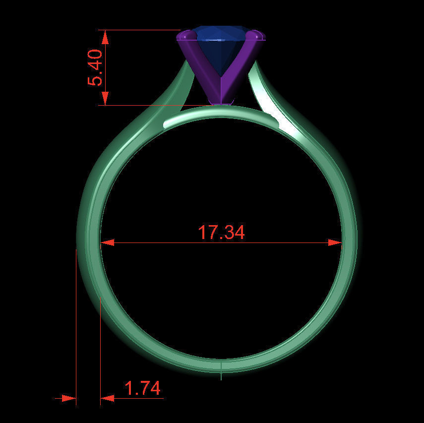 Round 0-75-CT Quarter Round Profile Shank Width 3-5mm 3D print model_4