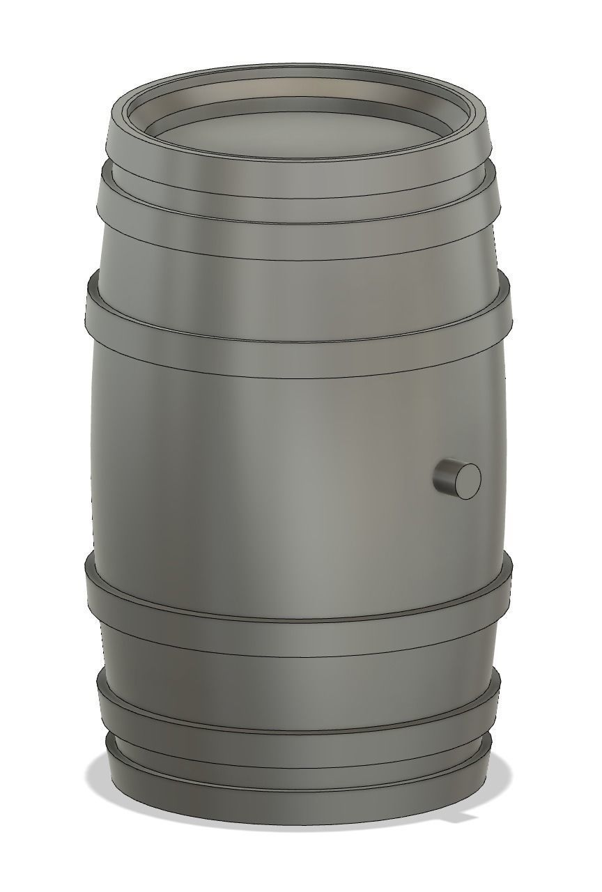 Scale models of 30 50 and 100 Liter Wood Barrels 3D print model_3