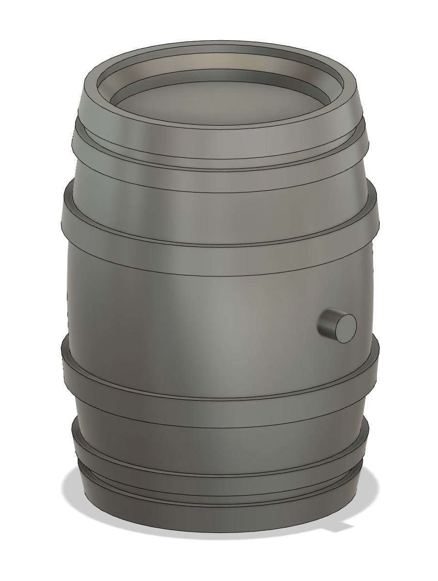 Scale models of 30 50 and 100 Liter Wood Barrels 3D print model_7