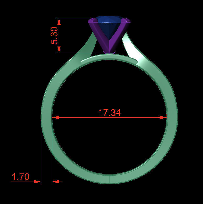 Round 0-75-CT Flat Profile Round Shank Width 2-4mm 3D print model_3