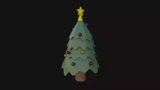 Cartoon Christmas Tree Low-poly 3D model