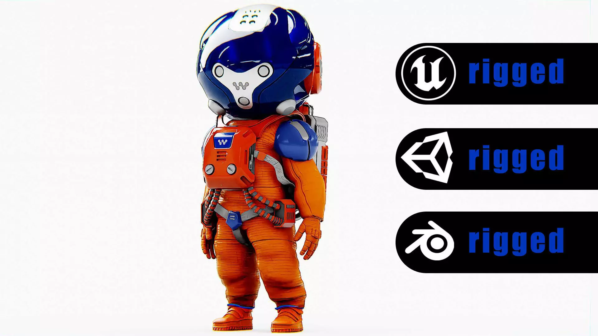 TOON ASTRONAUT B-K Rigged for Unreal Engine - Unity - MIXAMO 3D model
