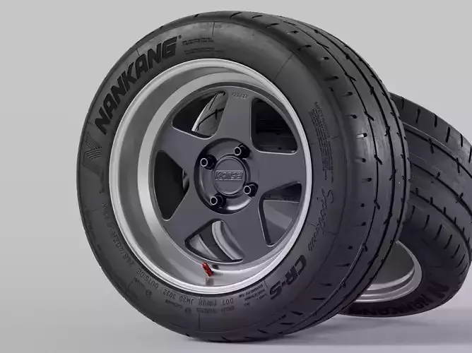 Kansei KNP 15 Rims with Nankang Sportnex CR-S Semi Slick Tires 3D model