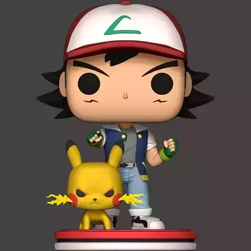 ASH KETCHUM AND PIKACHU - POKEMON - FUNKO 3D print model