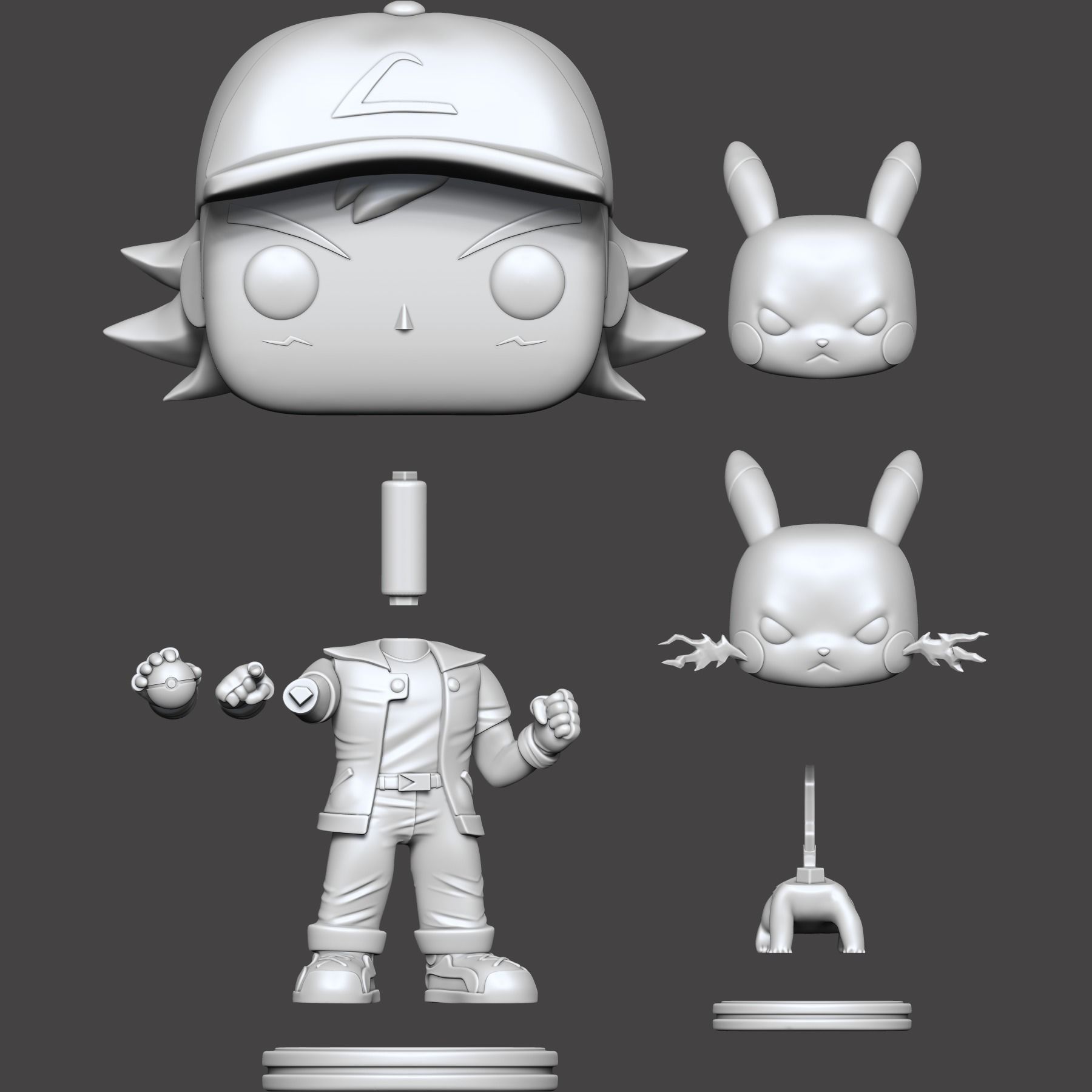 ASH KETCHUM AND PIKACHU - POKEMON - FUNKO 3D print model_1