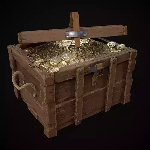 Chest Filled With Coins Low-poly 3D model