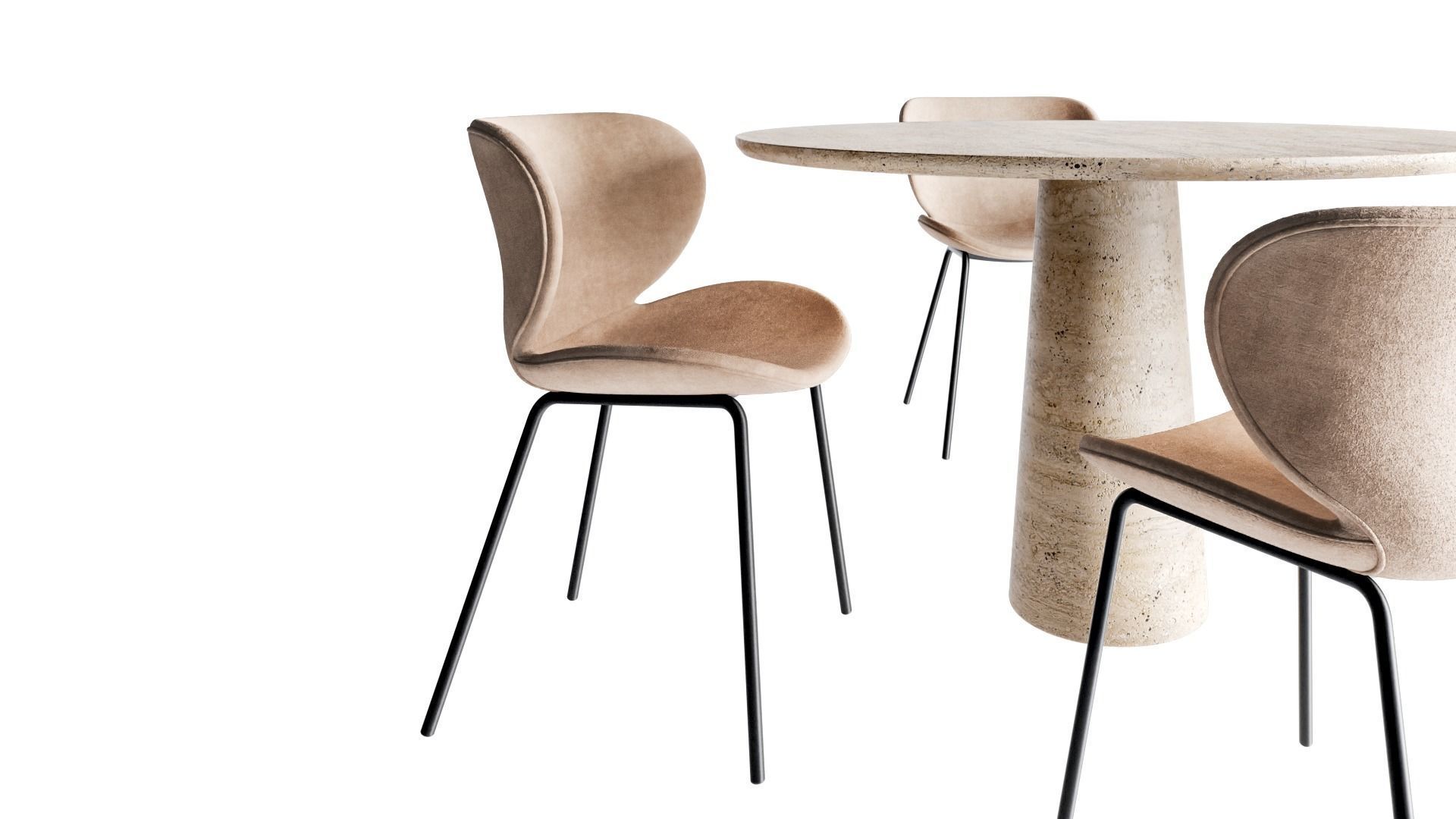 Cellini round dining table and Hamilton chair 3D model_3