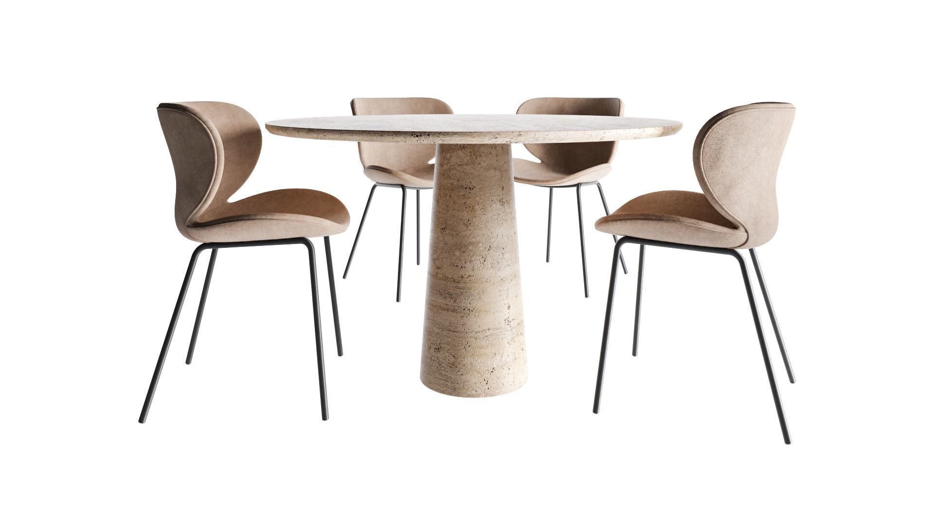 Cellini round dining table and Hamilton chair 3D model_1