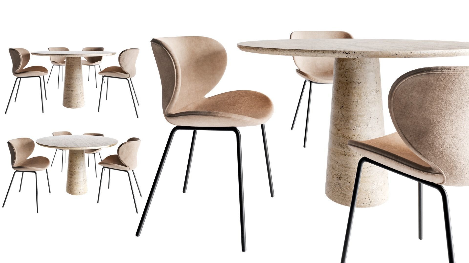 Cellini round dining table and Hamilton chair 3D model_4