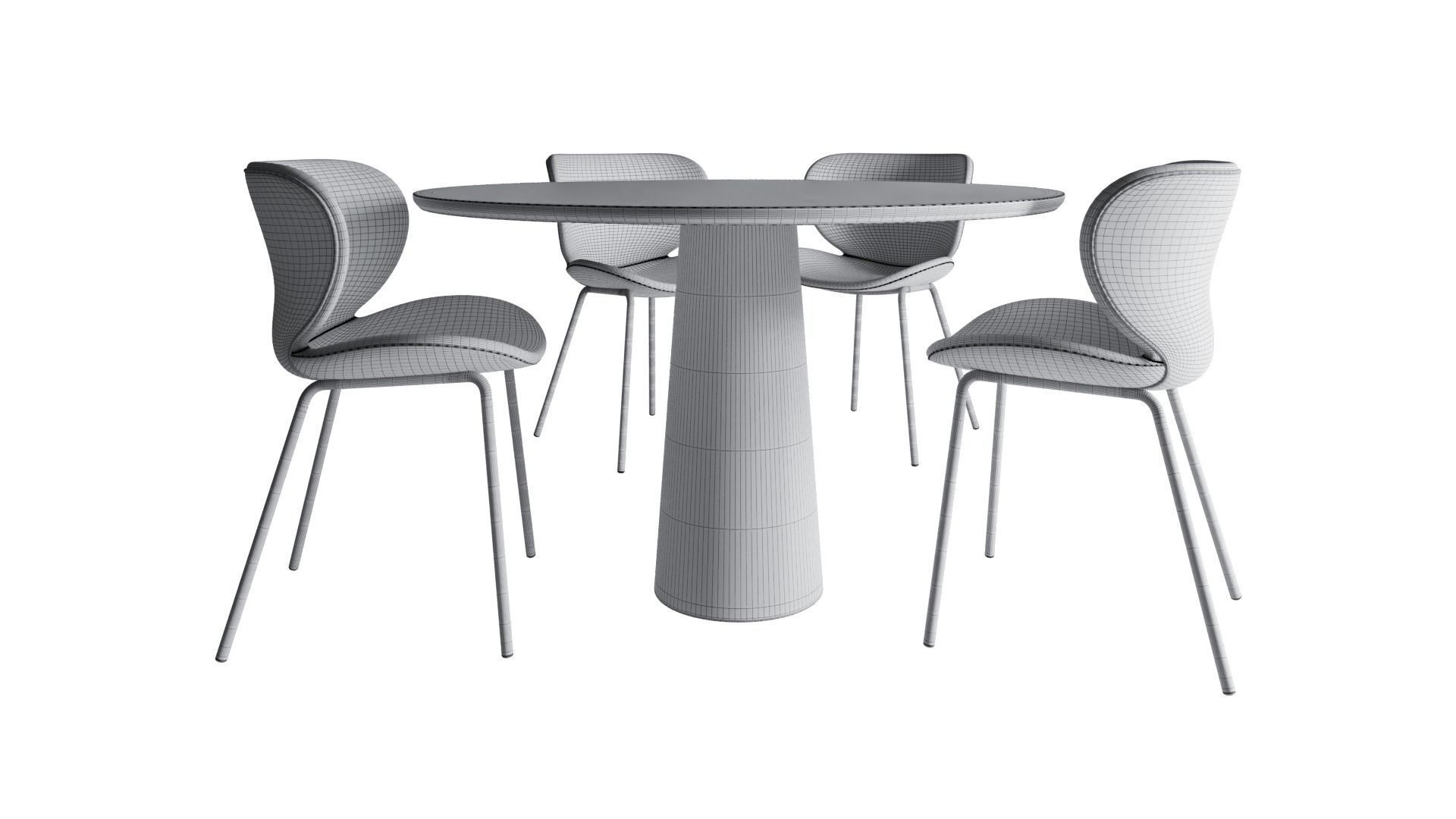 Cellini round dining table and Hamilton chair 3D model_5