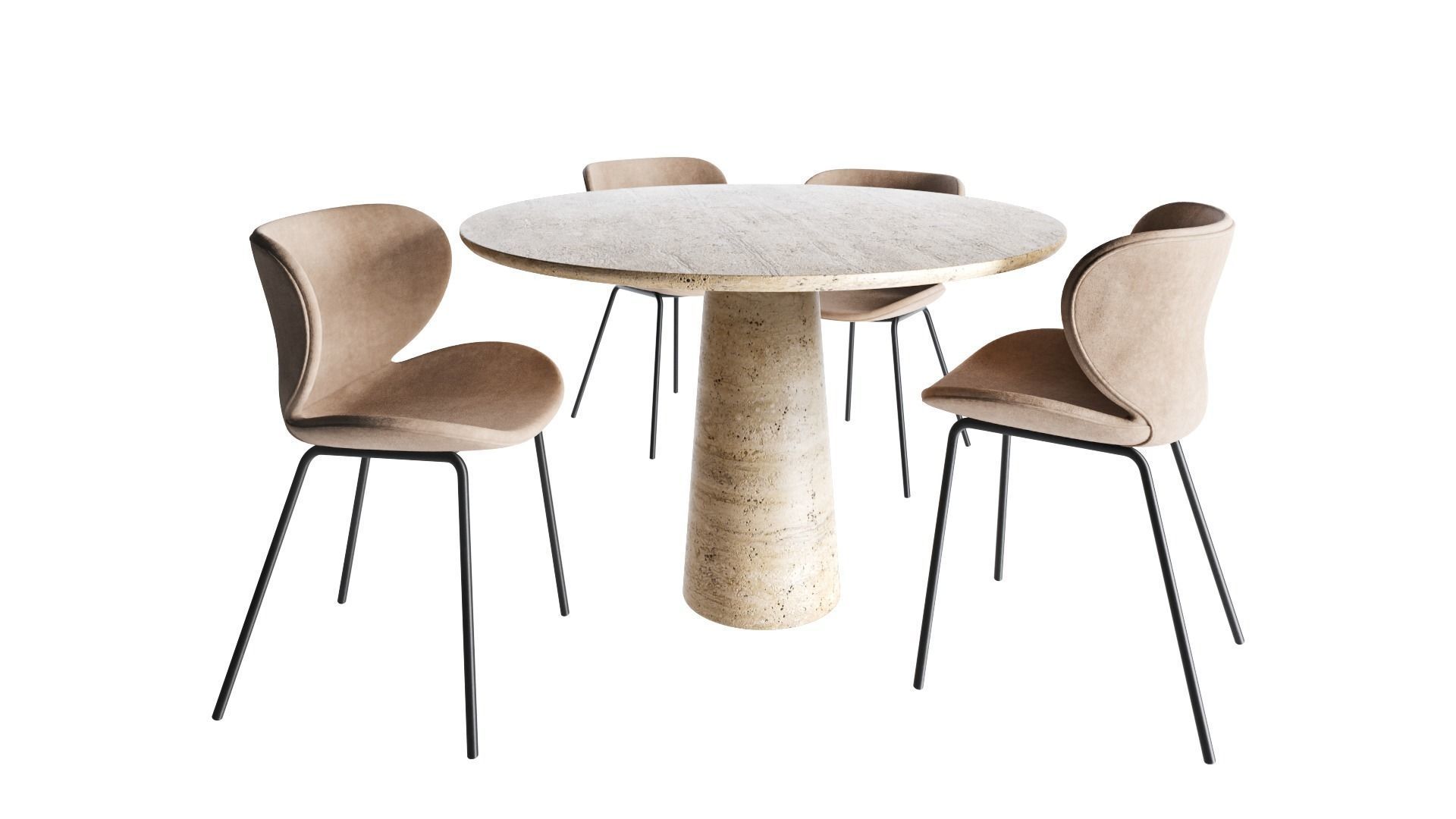 Cellini round dining table and Hamilton chair 3D model_2