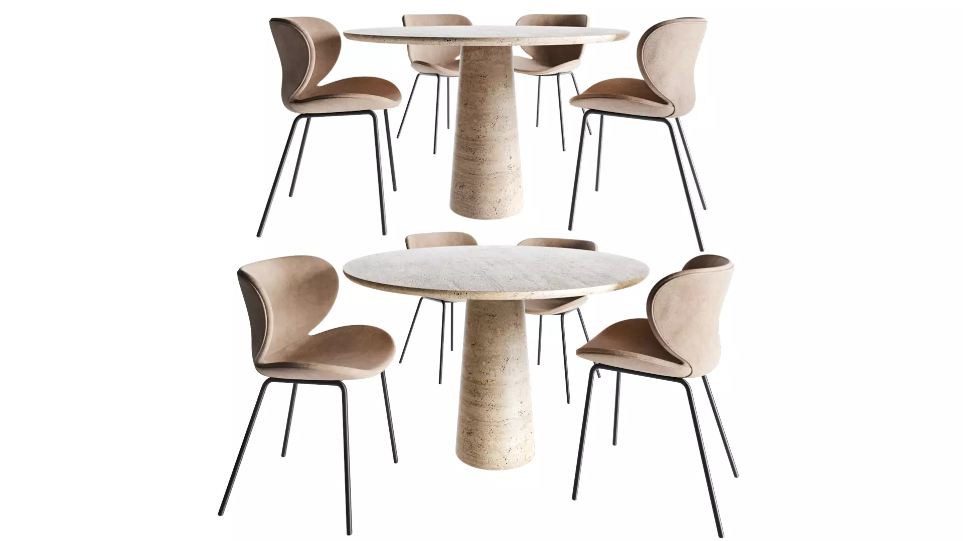 Cellini round dining table and Hamilton chair 3D model_0