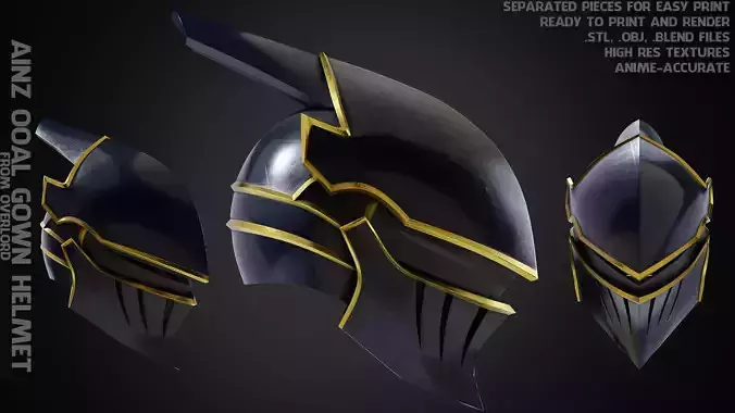 Overlord Ainz Ooal Gown Helmet for Cosplay 3D print model