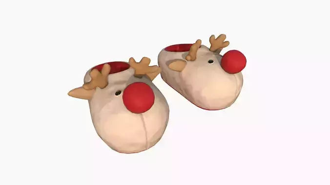 Slippers F01 Beige Reindeer- Costume Character Design