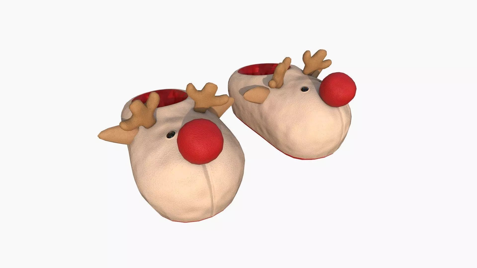 Slippers F01 Beige Reindeer- Costume Character Design Low-poly 3D model