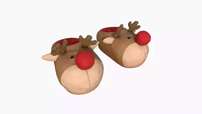 Slippers F02 Brown Reindeer - Costume Character Design