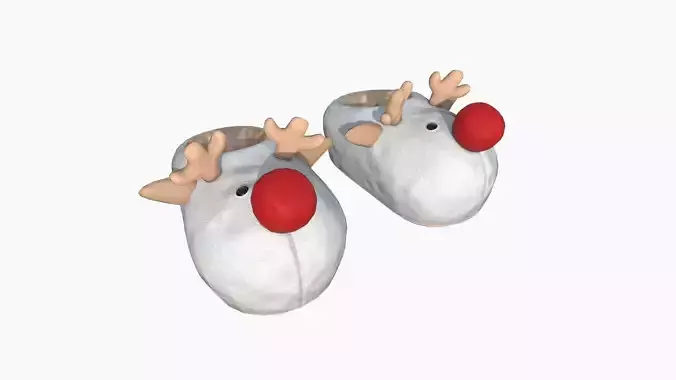 Slippers F04 White Reindeer - Costume Character Design