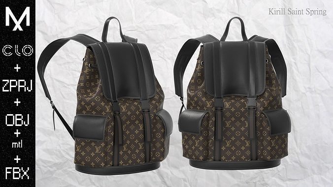  LV BackPack Marvelous designer Clo3d OBJ mtl FBX ZPRJ 3D model