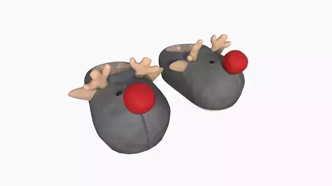 Slippers F05 Dark Gray Reindeer - Costume Character Design
