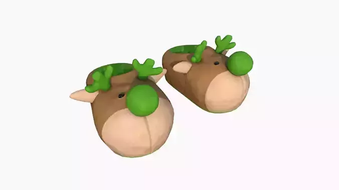 Slippers F06 Green Reindeer - Costume Character Design
