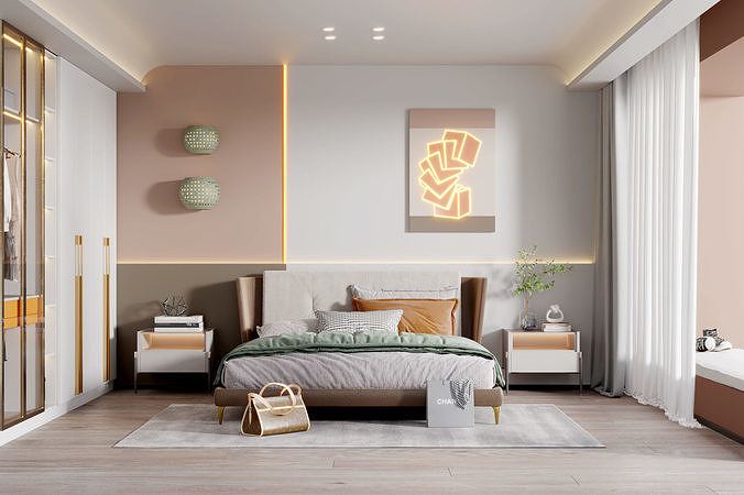 Modern decoration MAX bedroom villa 3D model