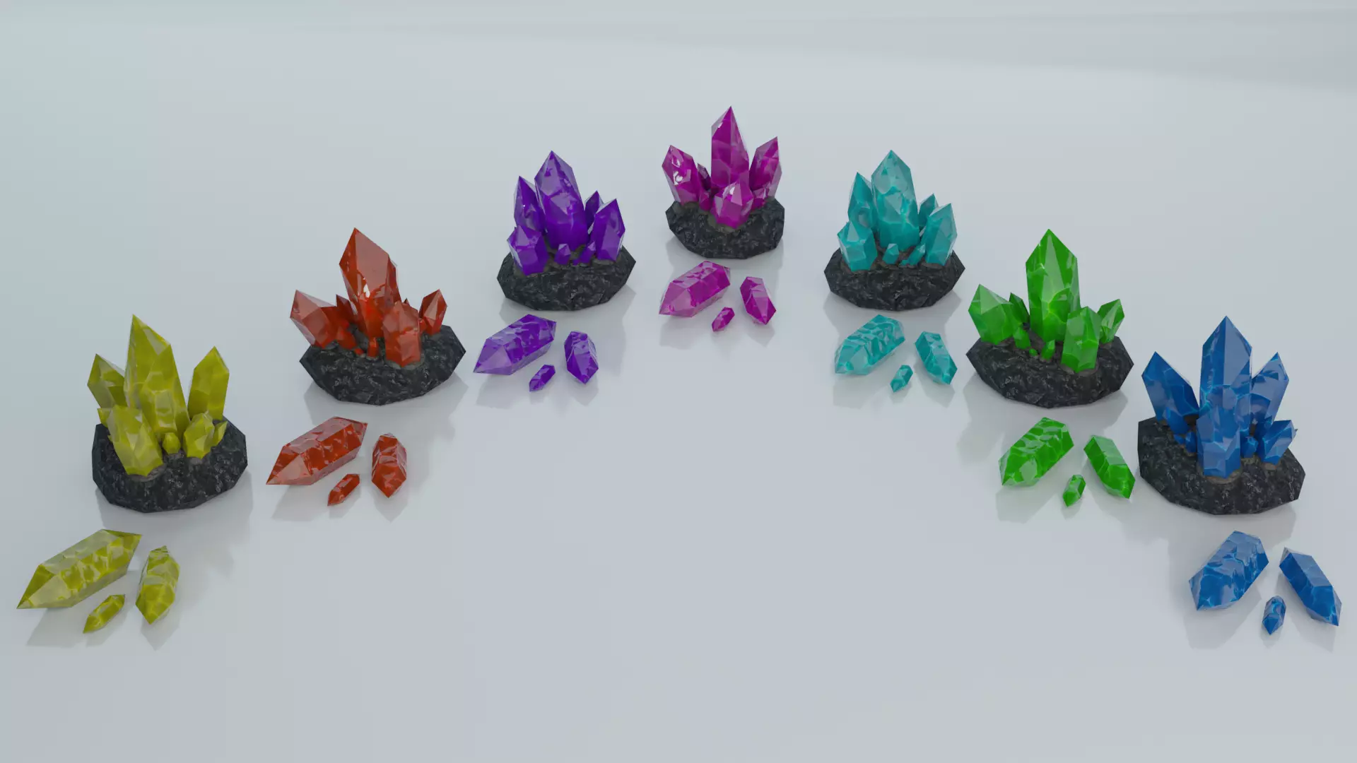 Resources Pack - Crystals Low-poly 3D model_0