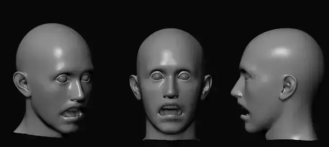 Scared Male Face and Head 3D print model