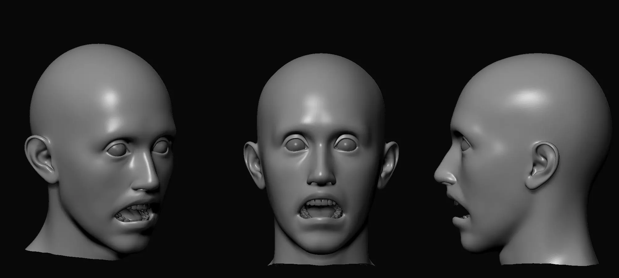 Scared Male Face and Head 3D print model