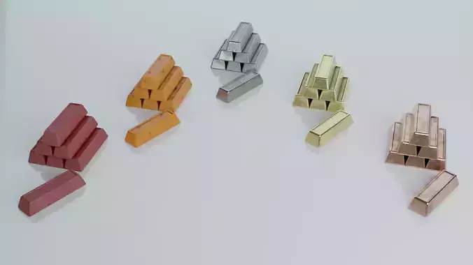 Resources Pack - Ingots Low-poly 3D model