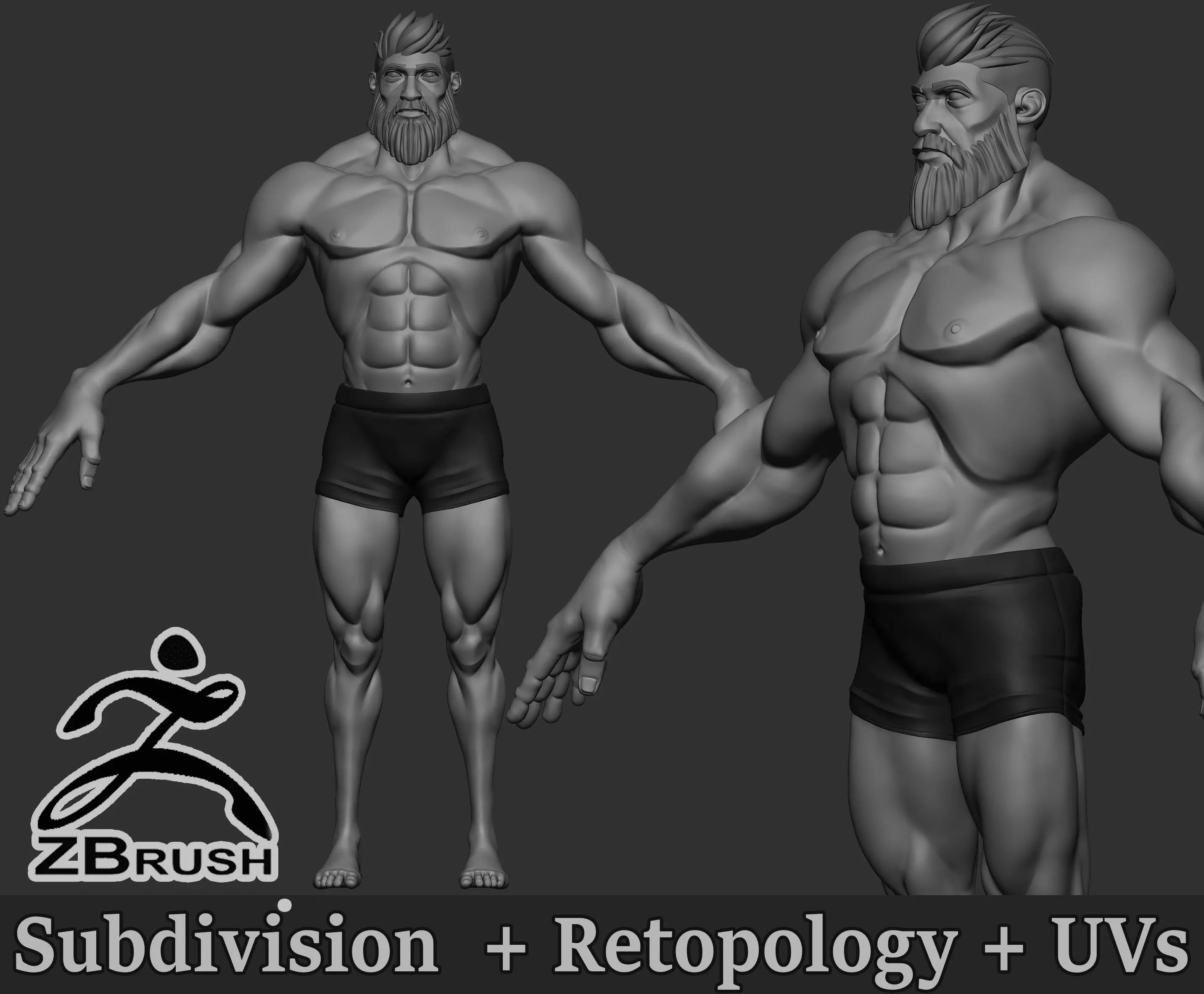 Stylized Muscular Male Basemesh 3D model