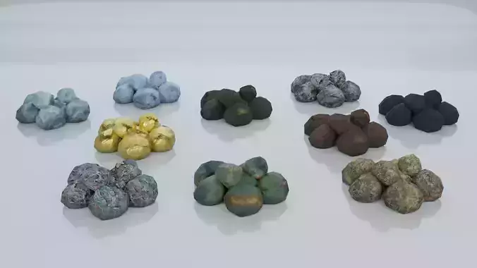 Resources Pack - Ores Low-poly 3D model
