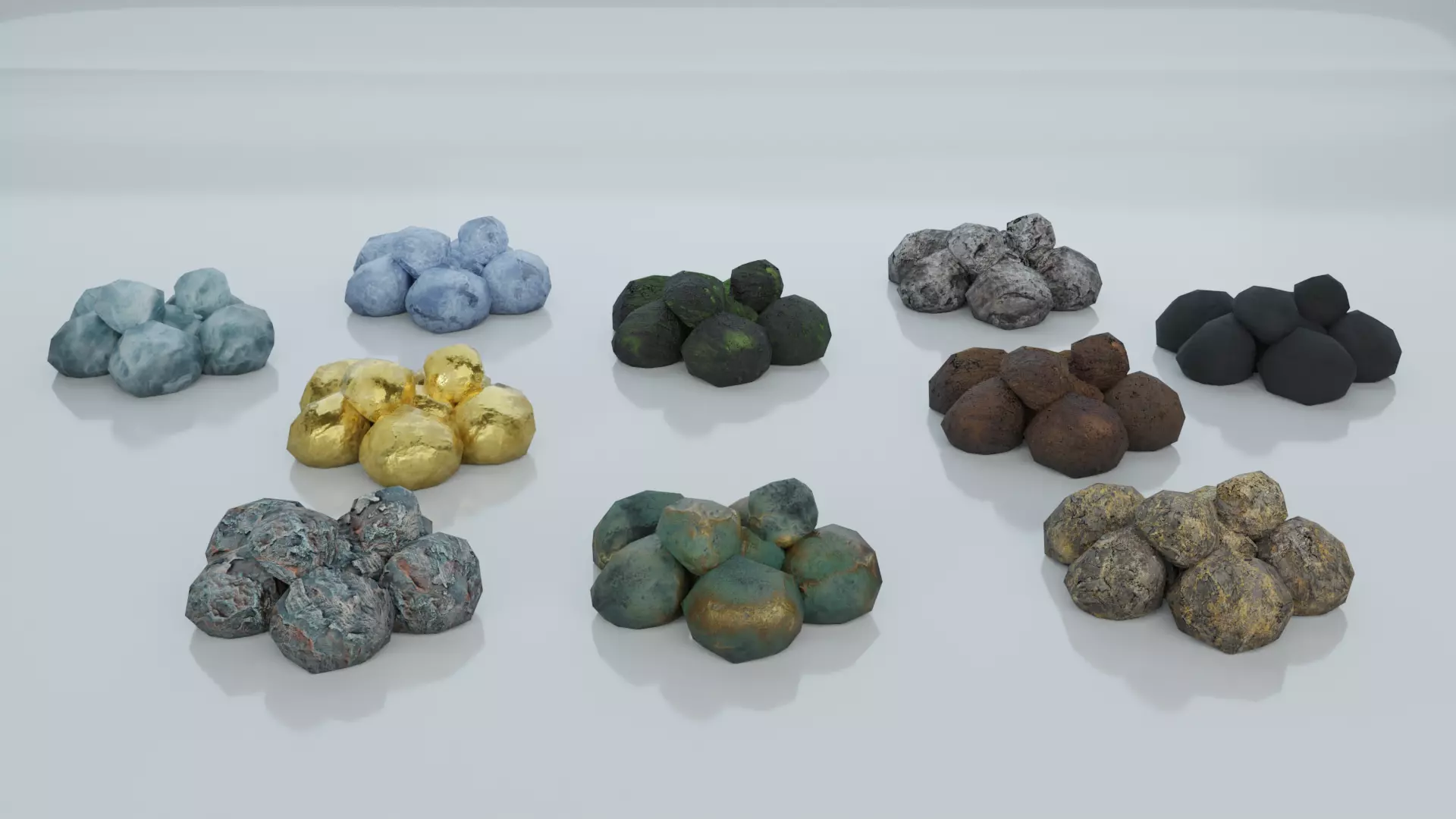 Resources Pack - Ores Low-poly 3D model_0