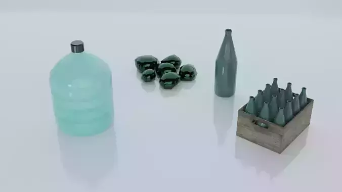 Resources Pack - Bottles and Glas Low-poly 3D model