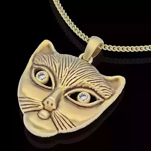 cat pendant silver gold jewelry printable 3d model 