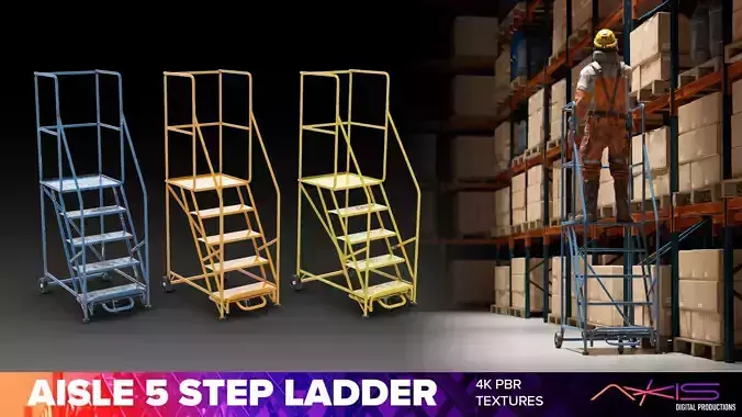 Narrow Aisle 5 Step warehouse ladder