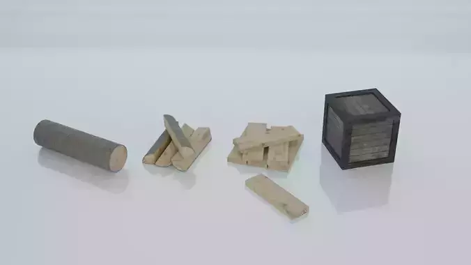 Resources Pack - Wood Low-poly 3D model