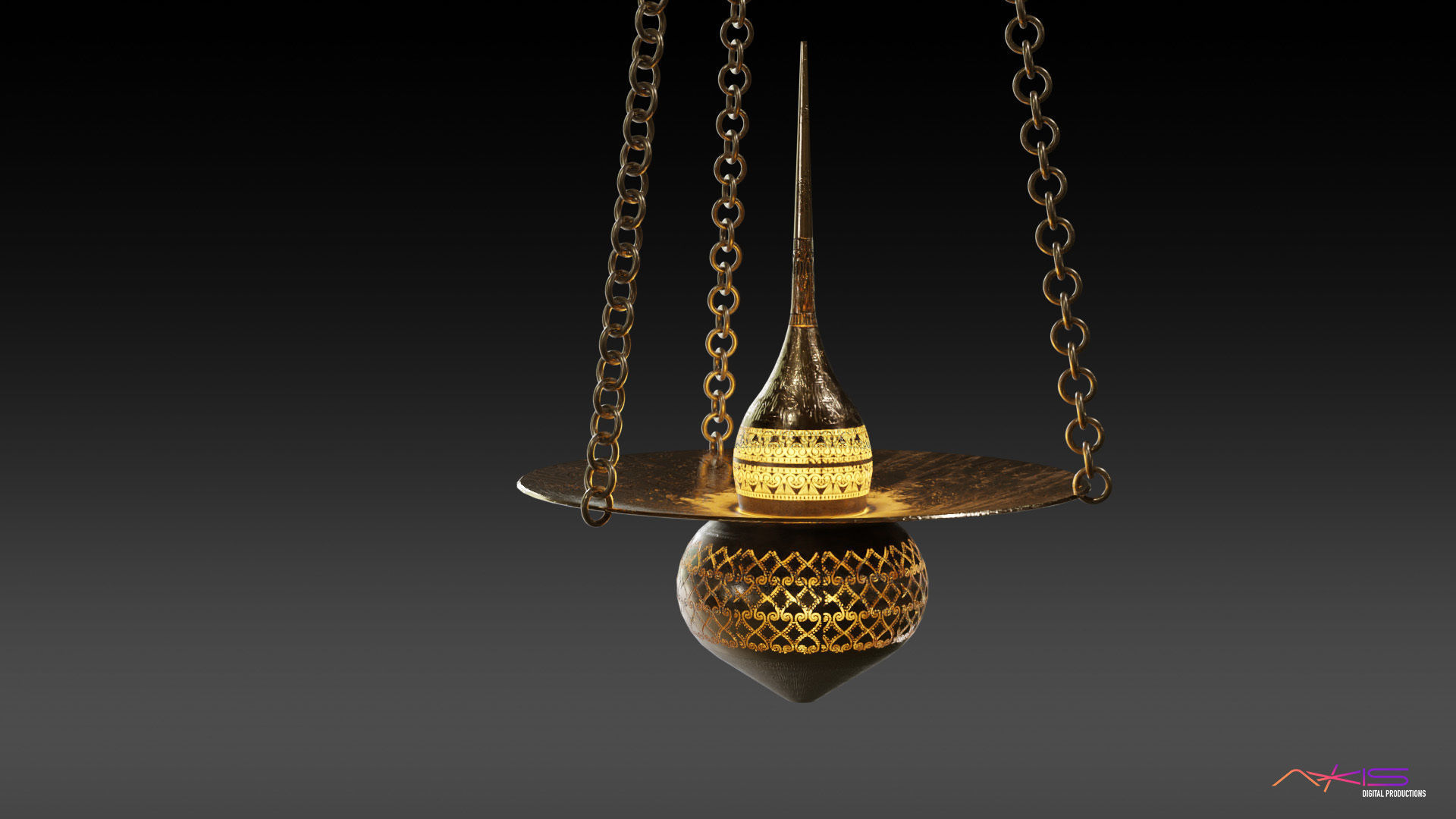 Egyptian Incense Burner Pendant 3D model_3
