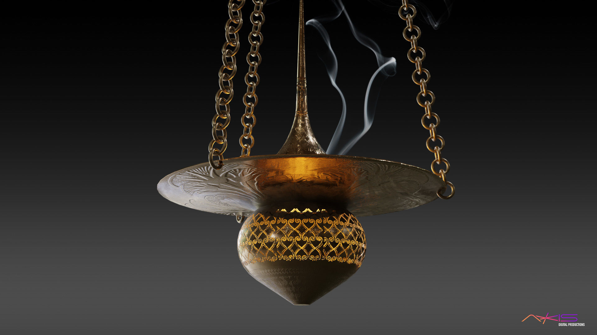 Egyptian Incense Burner Pendant 3D model_2