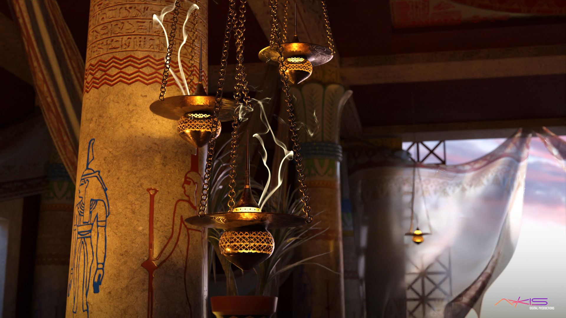 Egyptian Incense Burner Pendant 3D model_1