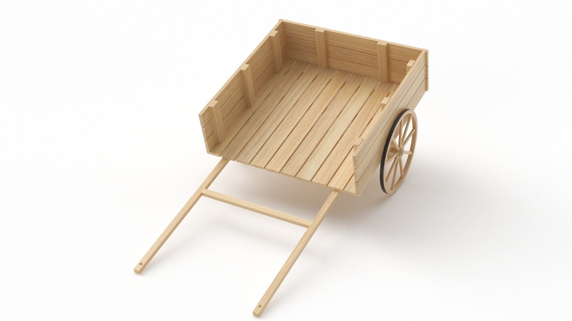 Old Wooden Cart 3D model_3