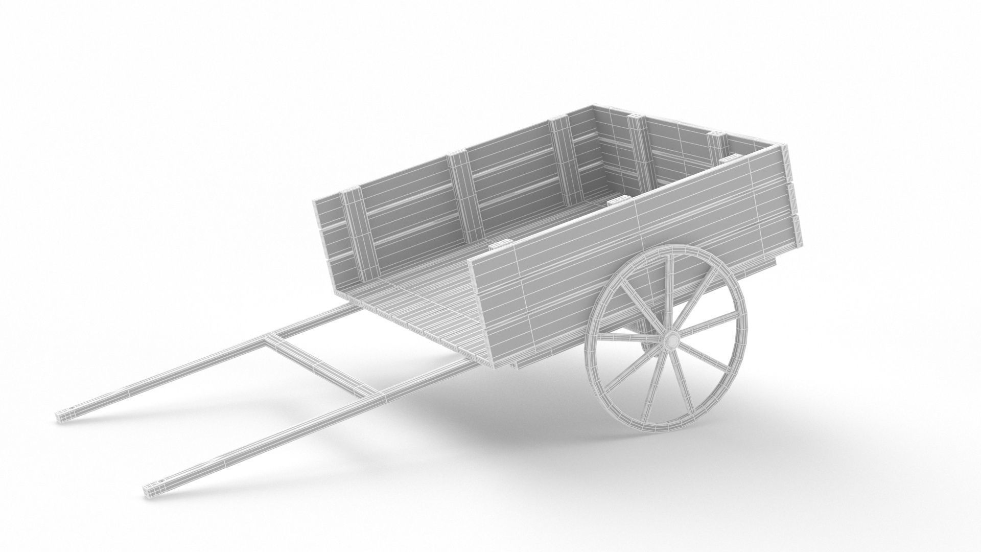 Old Wooden Cart 3D model_7
