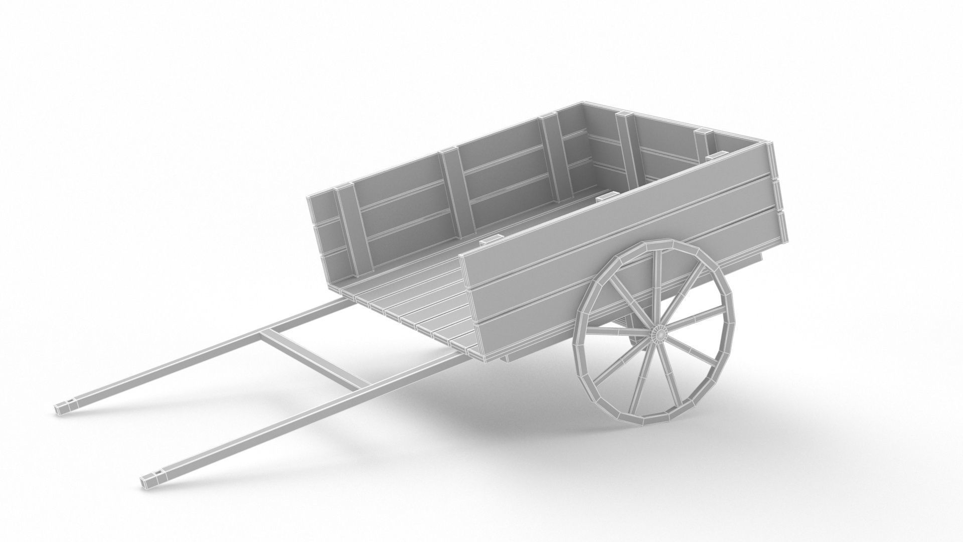 Old Wooden Cart 3D model_6