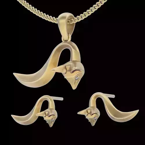 fox pendant earring gold jewelry printable model