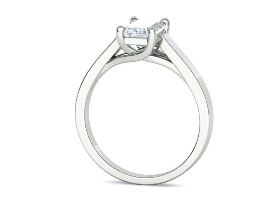 Solitaire Engagement Trellis Ring 1CT 7x5 Emerald Stone 3Dmodel 3D print model_20