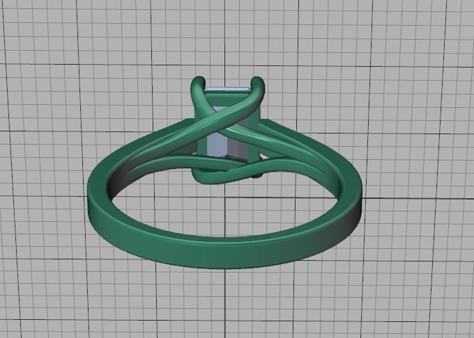 Solitaire Engagement Trellis Ring 1CT 7x5 Emerald Stone 3Dmodel 3D print model_33