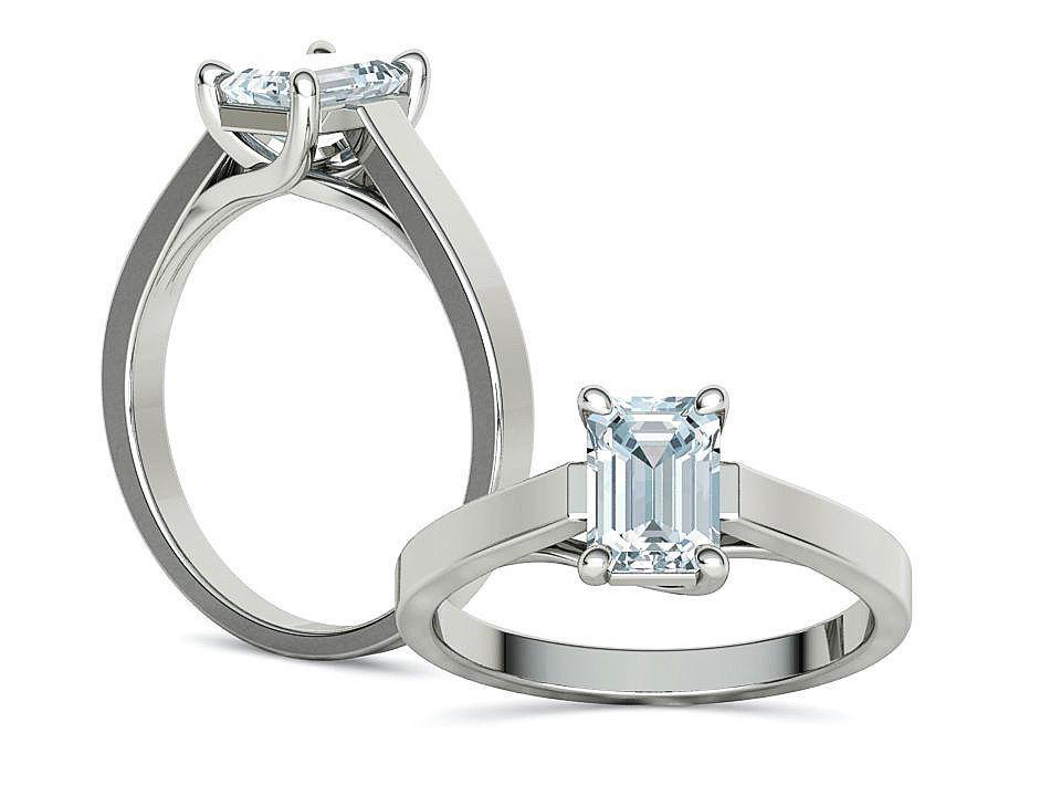 Solitaire Engagement Trellis Ring 1CT 7x5 Emerald Stone 3Dmodel 3D print model_4