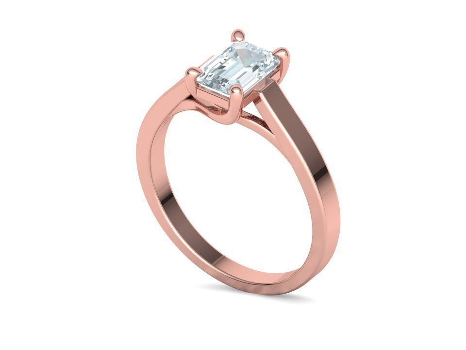 Solitaire Engagement Trellis Ring 1CT 7x5 Emerald Stone 3Dmodel 3D print model_27