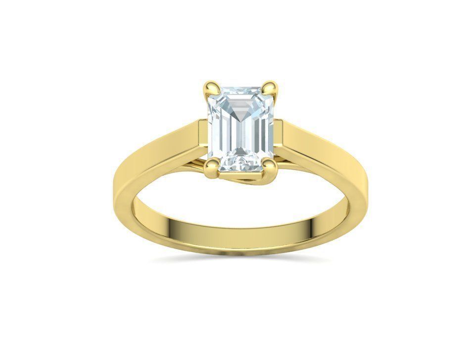 Solitaire Engagement Trellis Ring 1CT 7x5 Emerald Stone 3Dmodel 3D print model_13