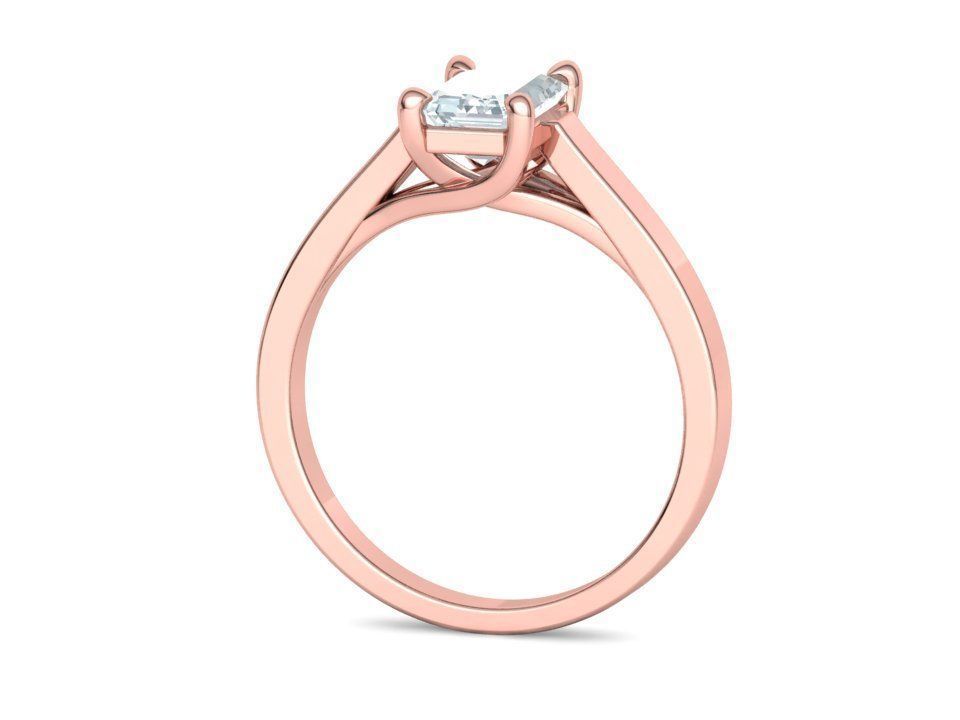 Solitaire Engagement Trellis Ring 1CT 7x5 Emerald Stone 3Dmodel 3D print model_18