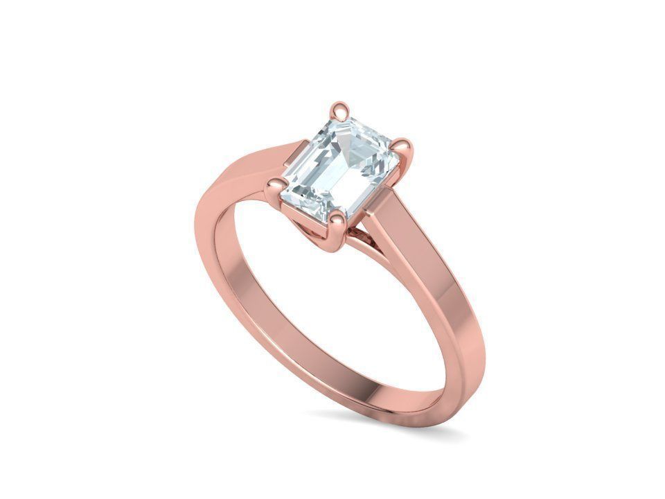 Solitaire Engagement Trellis Ring 1CT 7x5 Emerald Stone 3Dmodel 3D print model_24